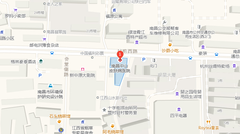 南昌中山皮肤病医院路线图